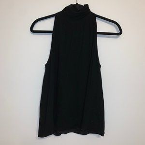 Essue Black High Neck Flowy Blouse